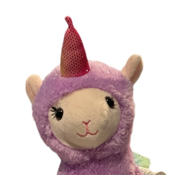 GUND Sugarplum Llamacorn Plush Toy Sparkly Body Rainbow Sparkle Wings 9" - Picture 4 of 9